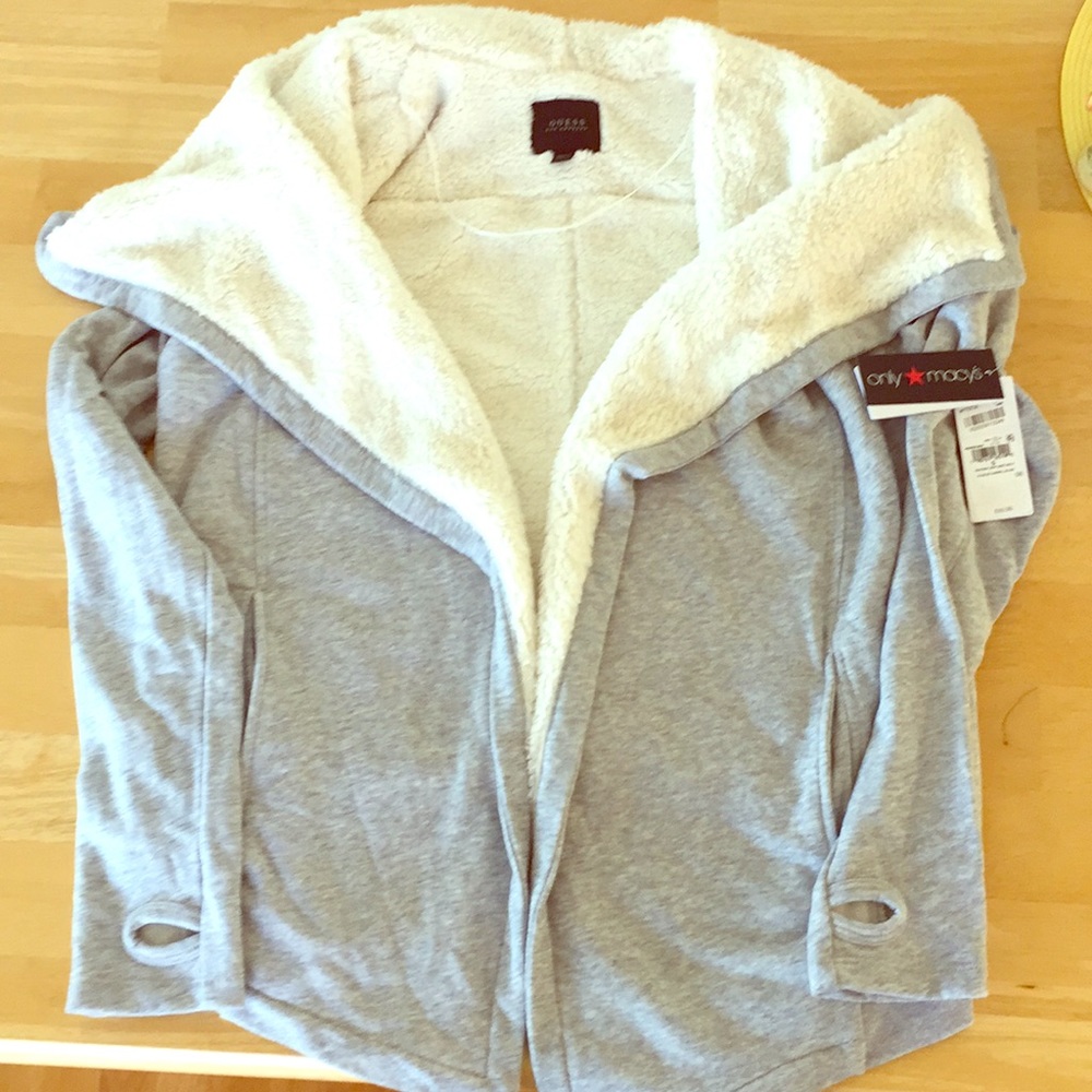 Small “Guess” Sherpa Lined Sweatshirt Style Jacket